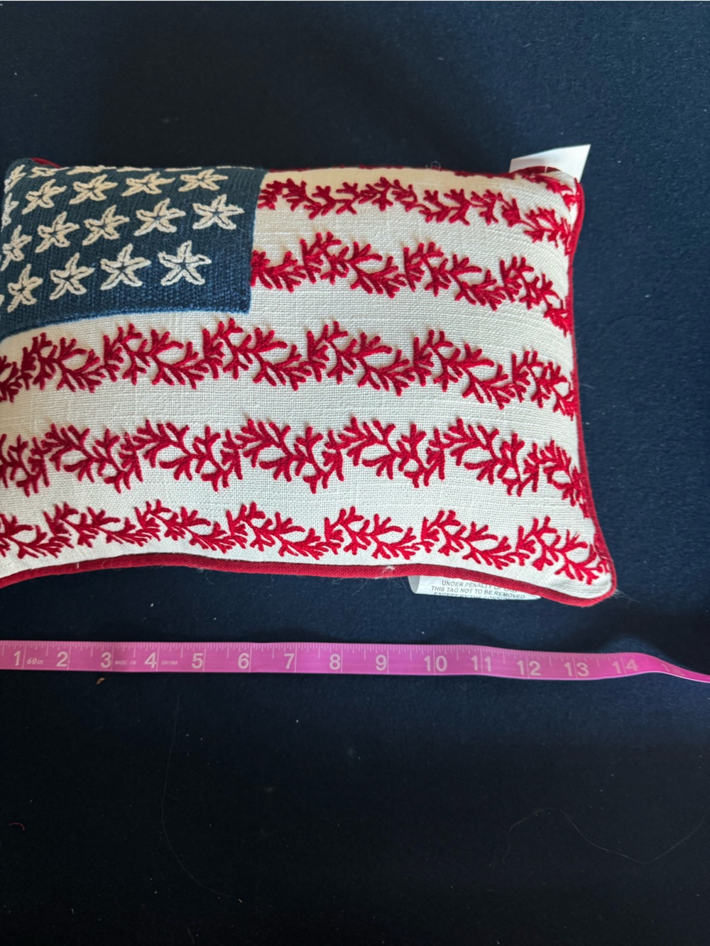 Patriotic Starfish & coral Embroidered Throw Pillow-Red,White & Blue🇺🇸 fun decor - Picture 4 of 7